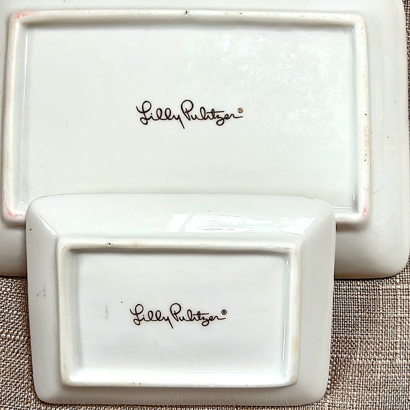 Lilly Pulitzer Set/2 Ceramic Trinket Trays NEW - Picture 3 of 5